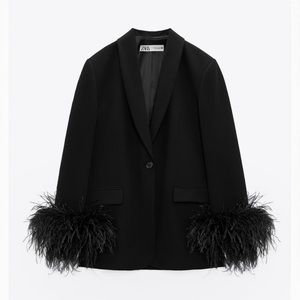 STRAIGHT CUT FEATHER BLAZER